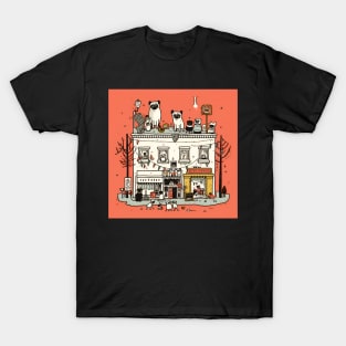 Whimsical Heights: Pugs and Prose of Urban Folklore T-Shirt